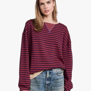 Free People NWT Classic Striped Oversized Crew Size XL